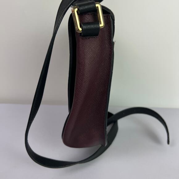 Calvin Klein Two Tone Maroon Black Crossbody Handbag with Strap 8.5 inch - Picture 7 of 16